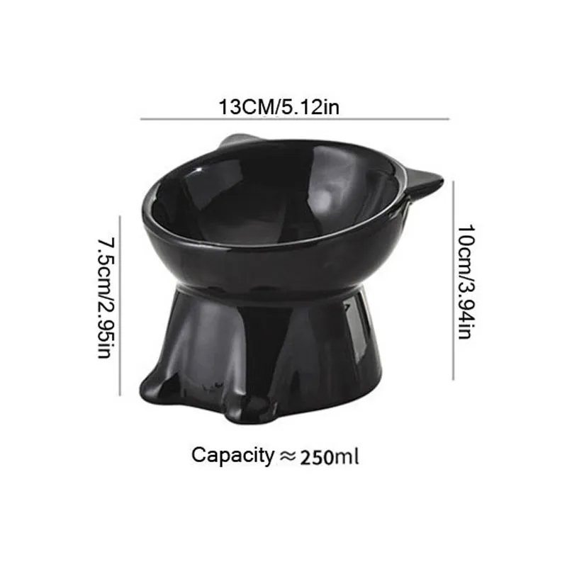 Cat Bowl Large Capacity Pet Bowl Cat Food Bowl Neck Guard Kitten Diagonal Pet Bowl