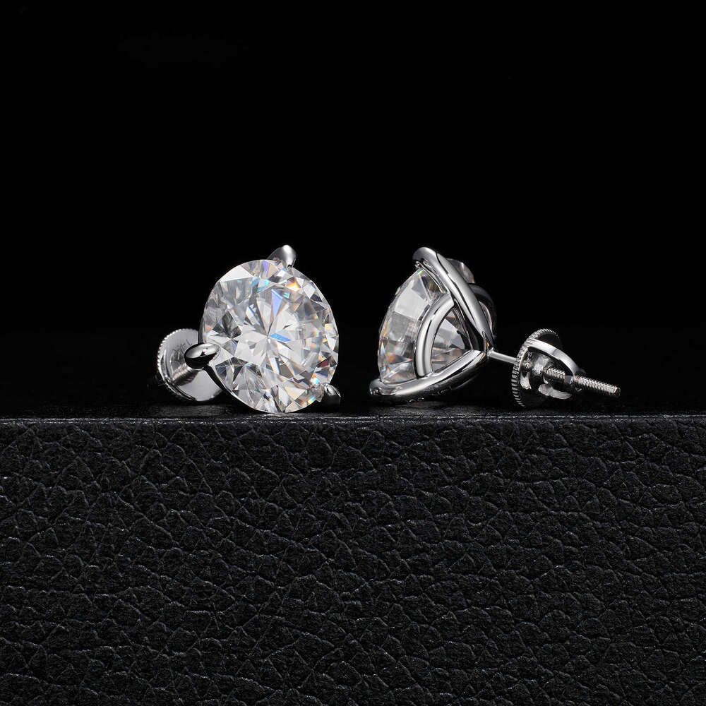 5CT Moissanite Pass Dia Tester Hip Hop Style Iced Earring for Men and Women S Three Claw Stud Earrings