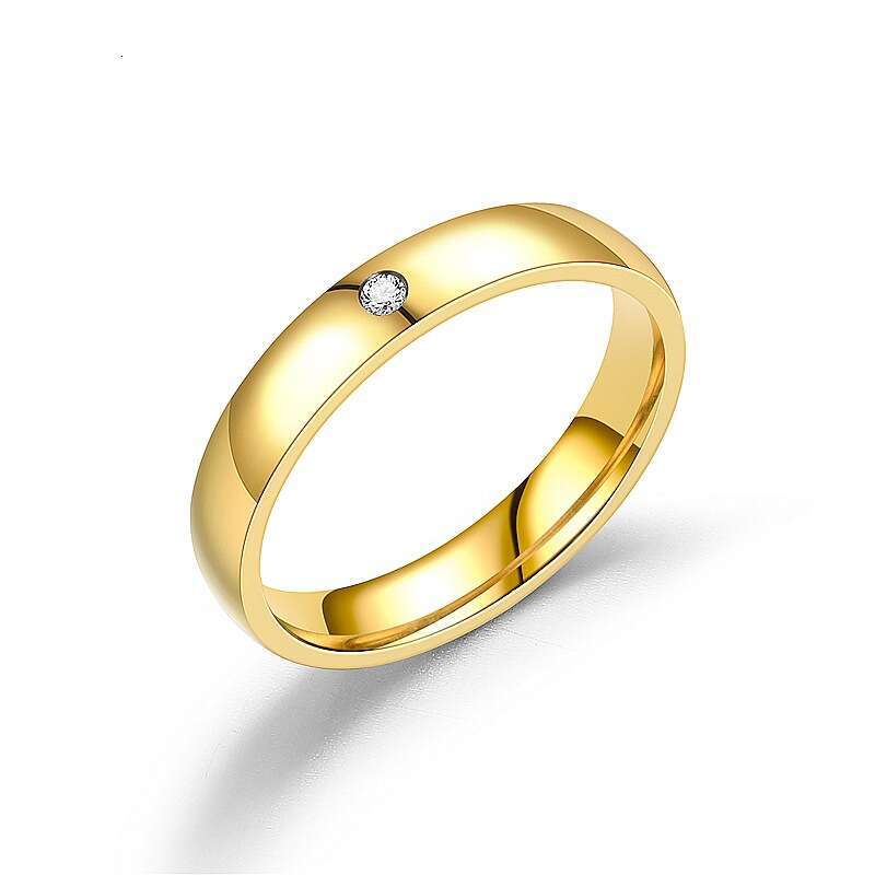 Korean Version Niche Non-Fading Titanium Steel Inlaid for Women Smooth Plain Band Simple Couple Ring Jewelry