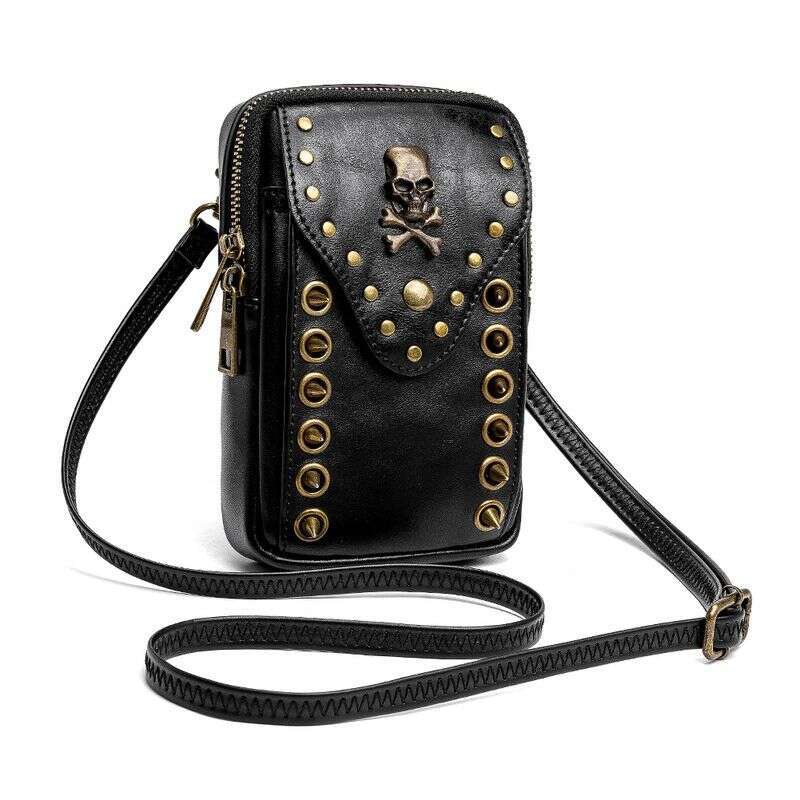 Chongsukei New Women's Shoulder Skull Rivet Outdoor Phone Bag With Personalized And Versatile Design