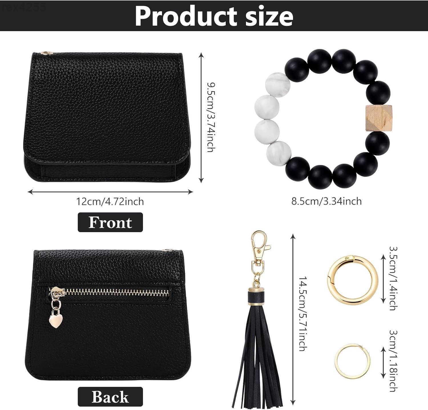 Wallets for Women Keychain Wallet RFID Wristlet Wallets Small Wallets with Silicone Beaded Bracelet KeychainW250911