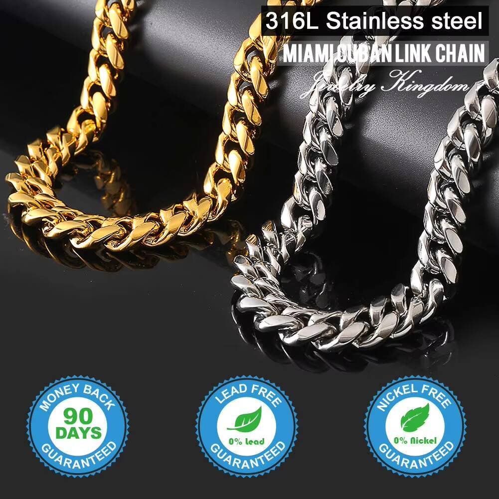 Wholesale Mens Stainless Steel Cuban Link Necklace Jewelry Cadenas De Hombre Hip Hop 18k Gold Plated Chain