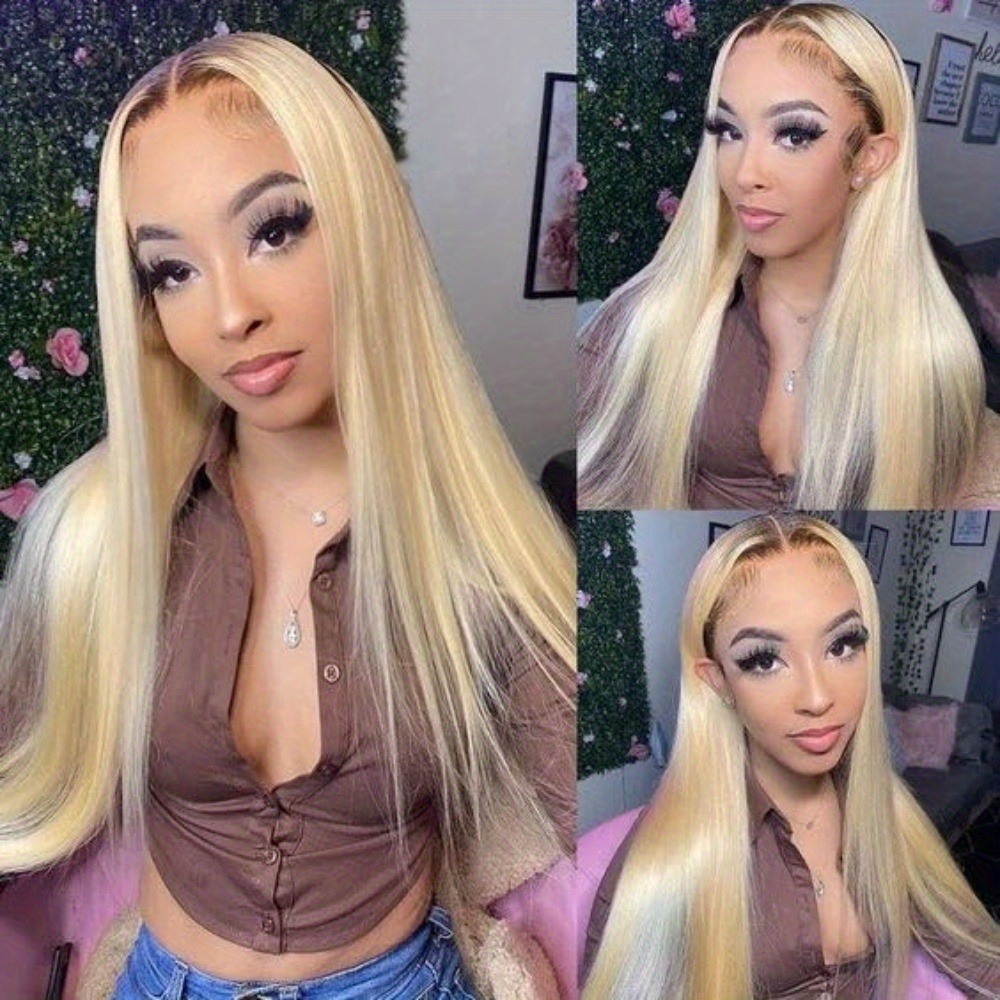 Ombre Blonde Wig 13x6 HD Lace Front Wigs 200% Density Straight Human Hair Wig Pre Plucked Lace Frontal Wig 13x4 360 Full Lace Wigs for Black Women