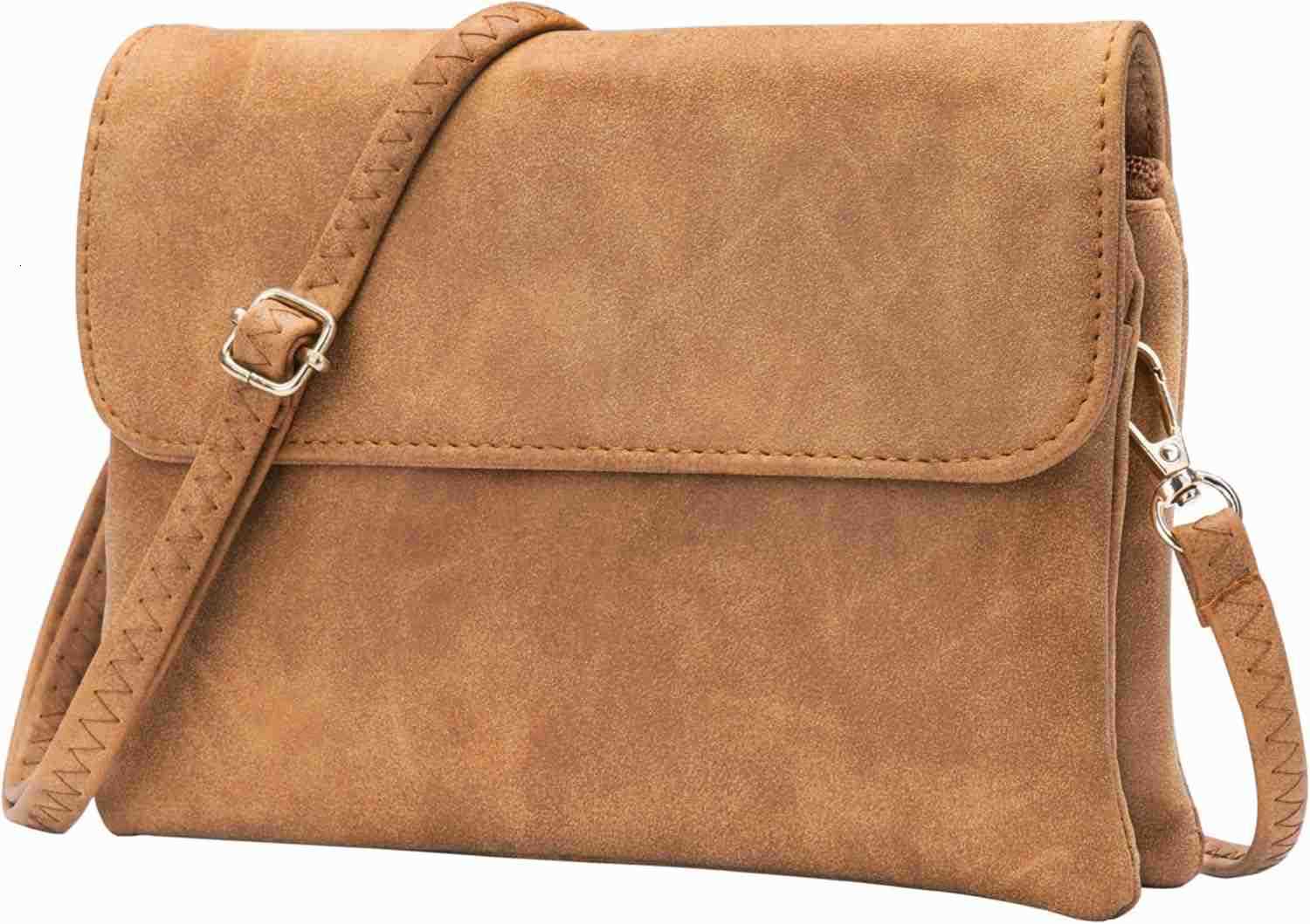 Small Crossbody Bags for Women Suede Leather Cell Phone Purse with Adjustable Shoulder Strap Small Phone Bag with Dubble Zipper Magnetic Closure Vinta
