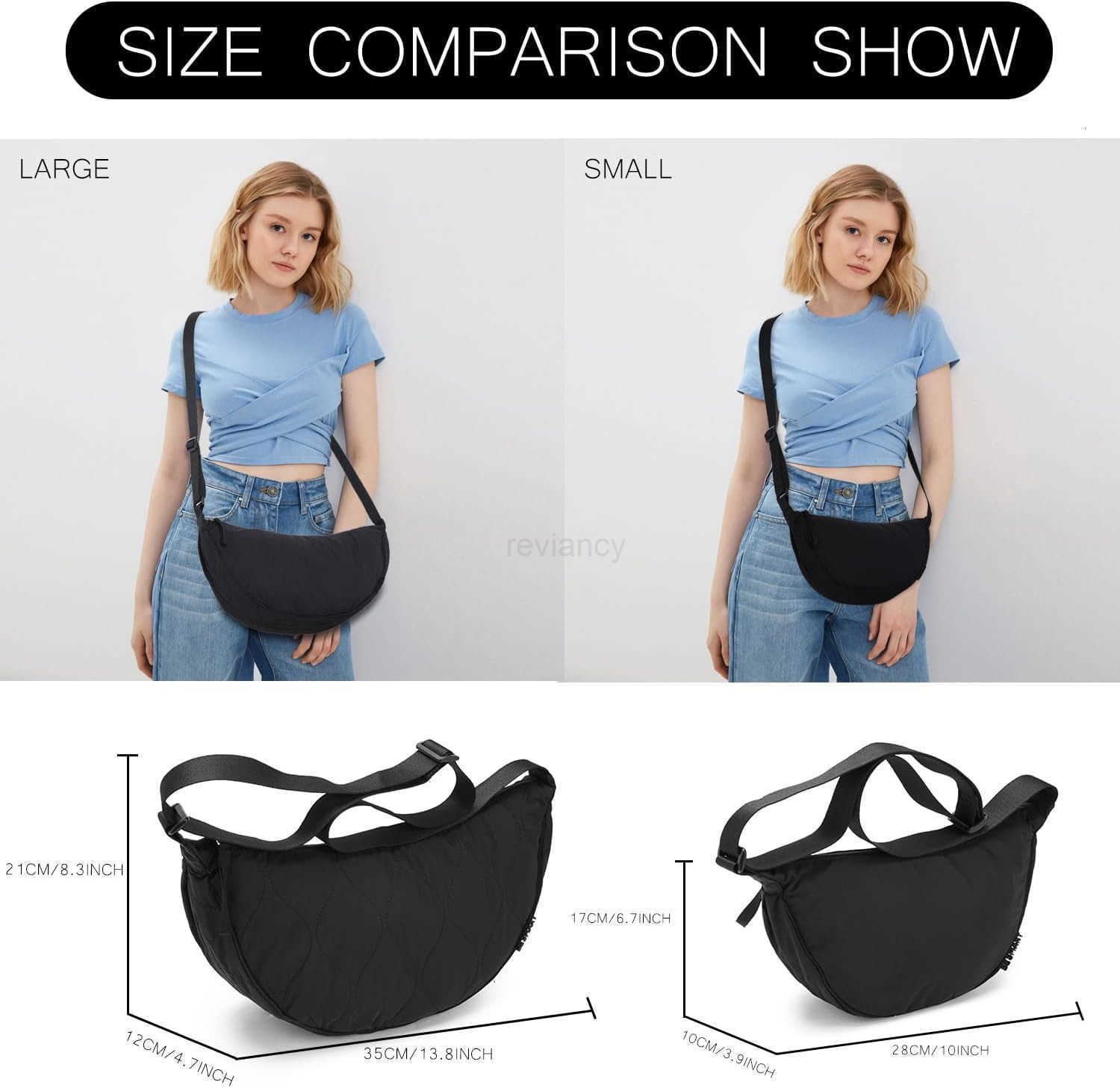 Small Nylon Crescent Crossbody Bag for Women Men Trendy Waterproof Crescent Sling Lightweight Travel PursesW250911
