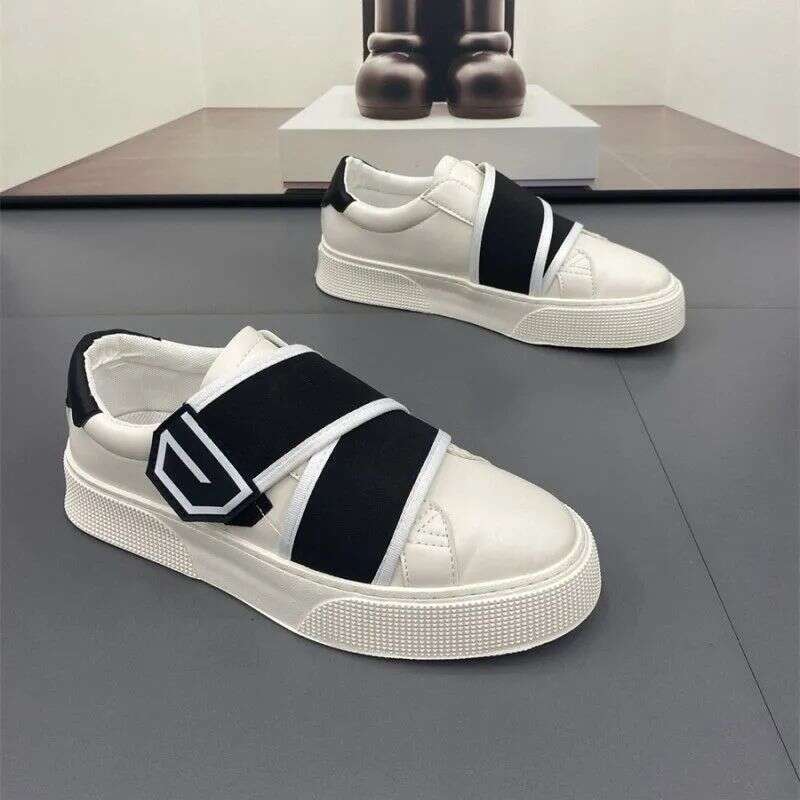 Men's 2024 Spring Summer New Breathable Versatile Student Thick Sole Slip-On Casual Shoes Velcro Sneakers