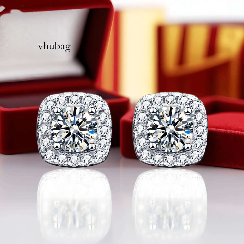Wholesale in Stock S Sterling Sier Square Stud Earrings Waterproof D Color Moissanite for Women