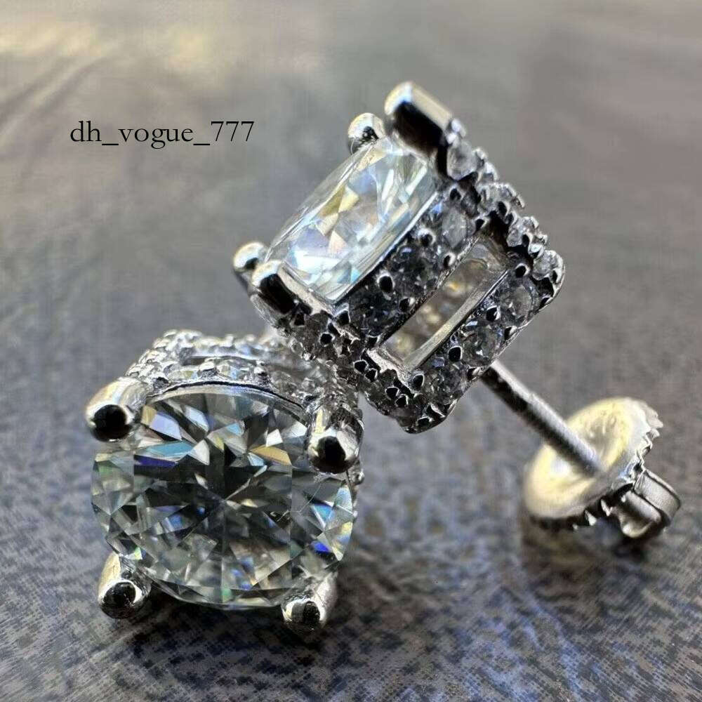 Wholesale Vvs Moissanite Round Cut Dia Earring Factory Price Solid Gold Screw Back Hoop Stud Earrings Men Women