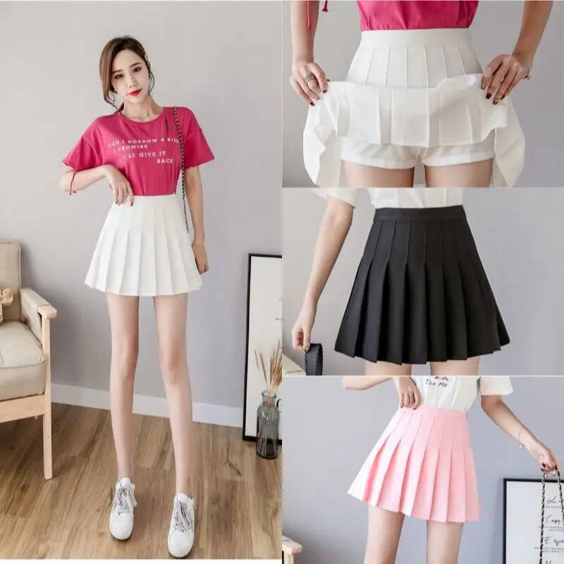 Mini Womens 2024 Summer Japanese School Pleated Skirts High Waist Kawaii Cute Pink Plaid Skirt Uniform Haruku Jupe dongdumaoyi