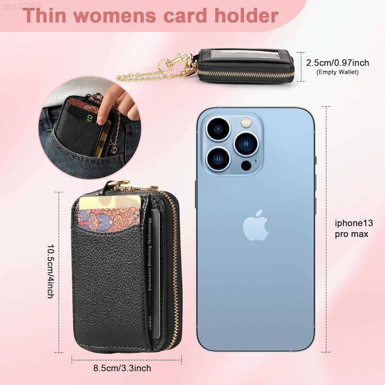 Card Case Keychain Wallet Card Holder Purse BlackW250911