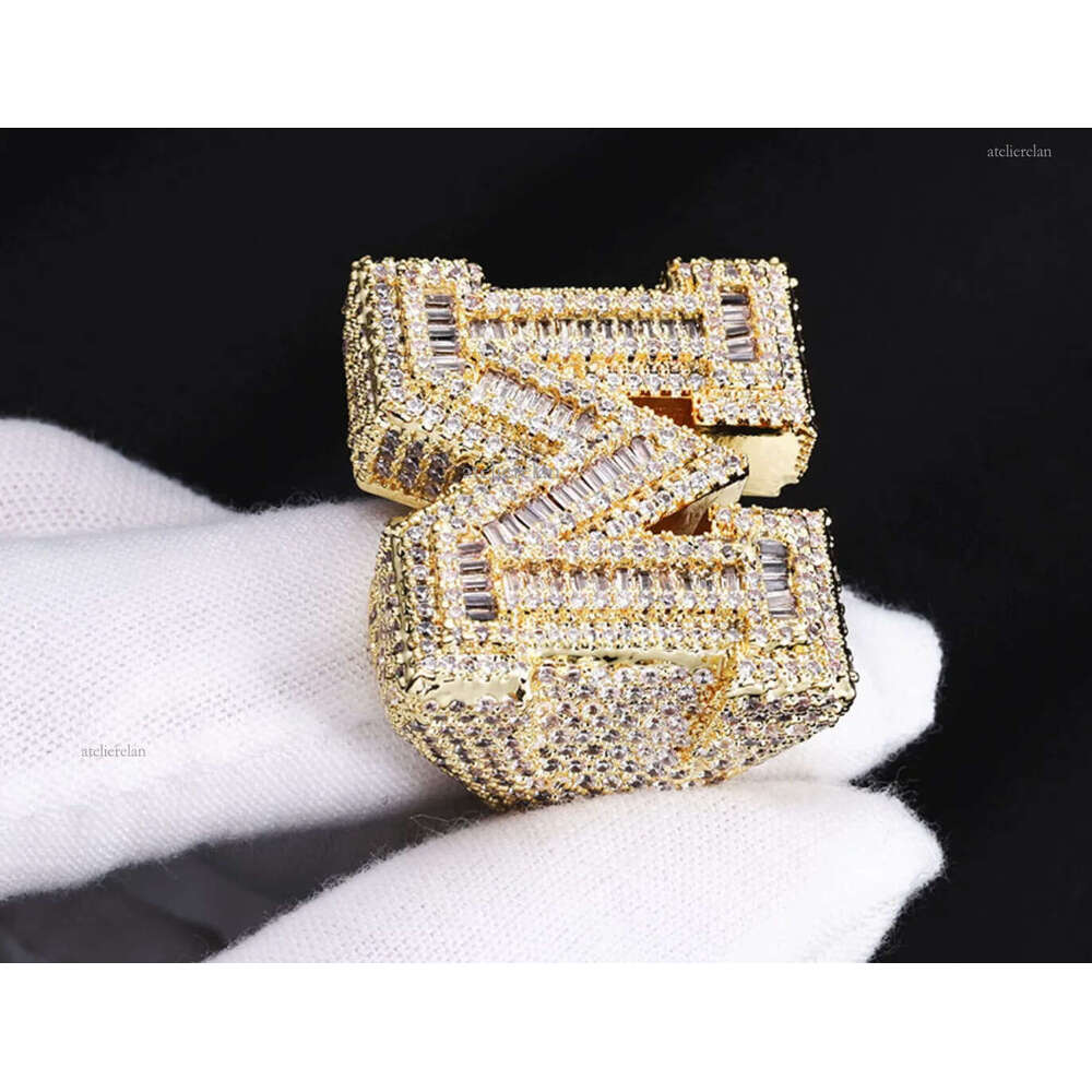 Designer Jewelry Customized Personalized Hiphop Fully Iced Out VVS Baguette Moissanite Dia Men Letter Rings
