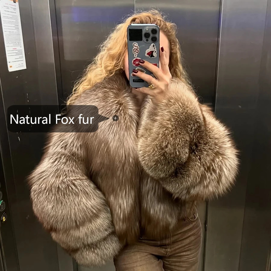 Golden lsland Fox Fur Coat Real Fur Jacket With Collar Short Genuine Silver Fox Fur Coat Arrival Natural Fur Coat For Women 250910