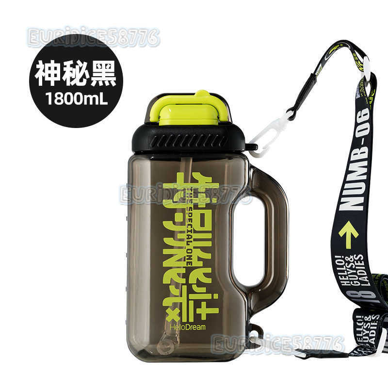 Sports Water Cup Large Capacity Heatresistant Tritan Cup Straw Summer Outdoor Ton Bucket Mens Fitness Kettle H250911