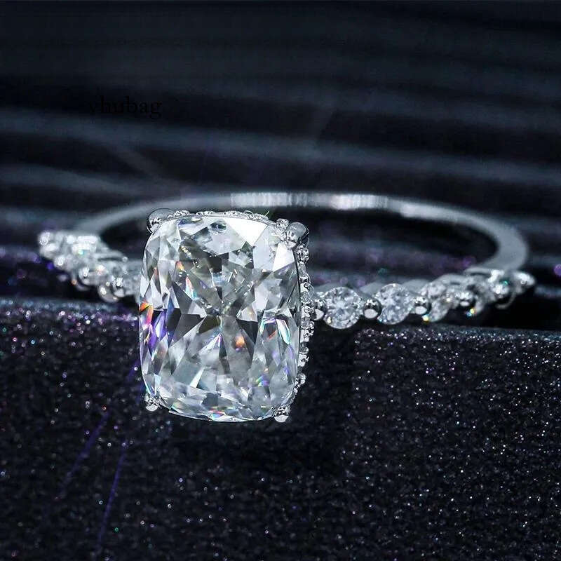 Cluster Rings COSFIX D Color Women Moissanite Ring Sier Oval Cut For 3ct Full