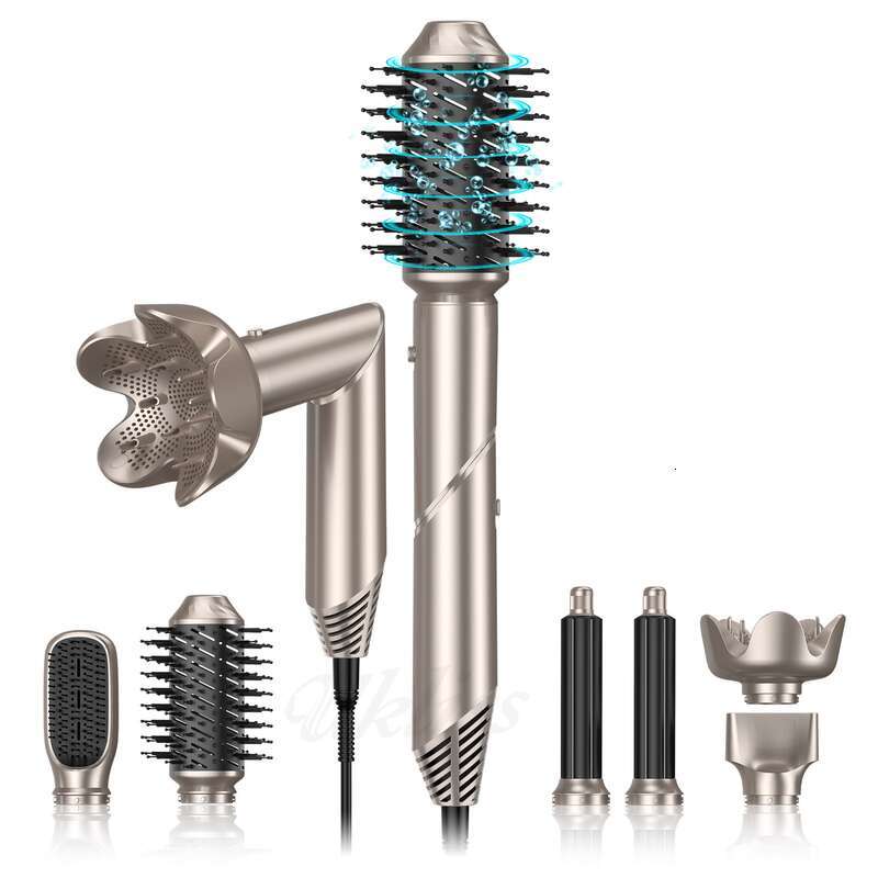 New Hot Air Multifunctional Six In One Foldable Dryer Curling Iron Automatic Styling Straight Hair Comb