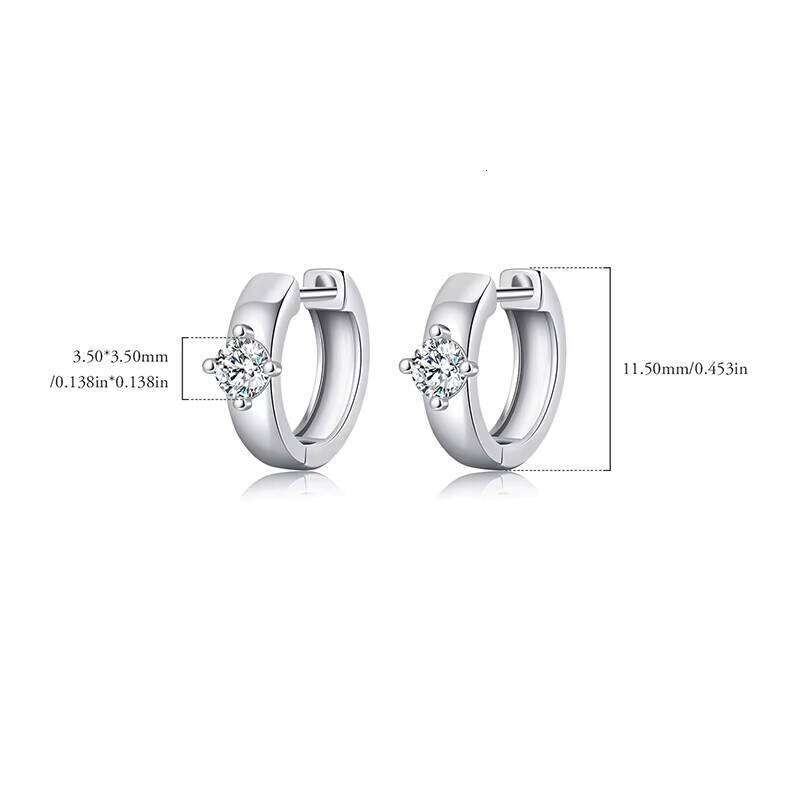 Tempusort Minimalist Hoop 0.4Ct Fine Jewelry Sier Moissanite Earrings Hoops