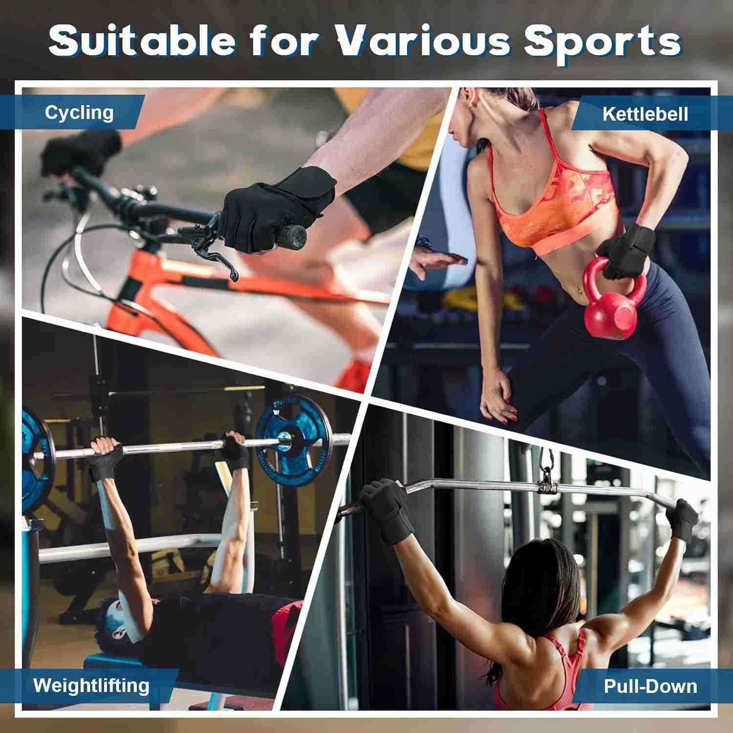 Workout Gloves for Men and Women Breathable and Comfortable Exercise Gloves with Wrist Support for Weightlifting Cycling Rowing and Gym Training Black