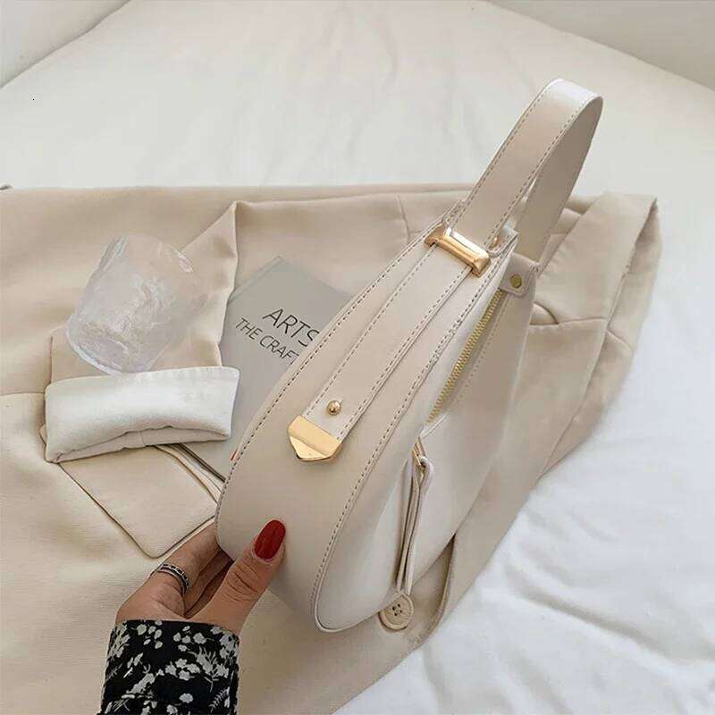PU Leather Women Designer Handbag Purses New Fashion Vintage Wallet Double Zipper Half Moon Crescent Hobos Shoulder Bags