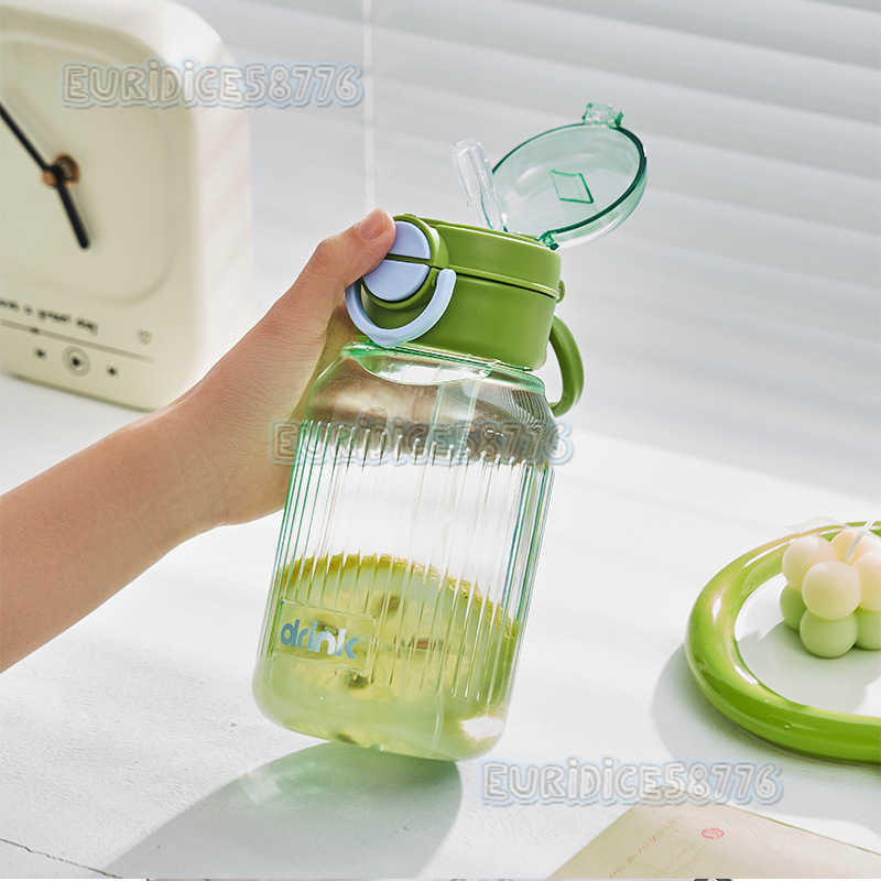 New Large Capacity Double Drinking Straw Cup Summer Men and Women Simple Plastic Cup Outdoor Portable Sports Water Bottle H250911