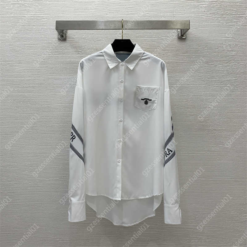 long sleeve shirt women Oversized Long Sleeve shirts for women designer with Chest Embroidery Logo Badge Letter Print Button-Down Collar luxury shirt