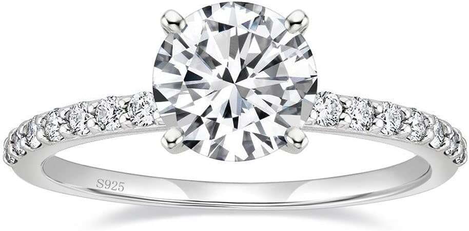 Sterling Sier 1.25 CT Round Solitaire Cubic Zirconia Engagement Halo Promise Ring Size 3-13