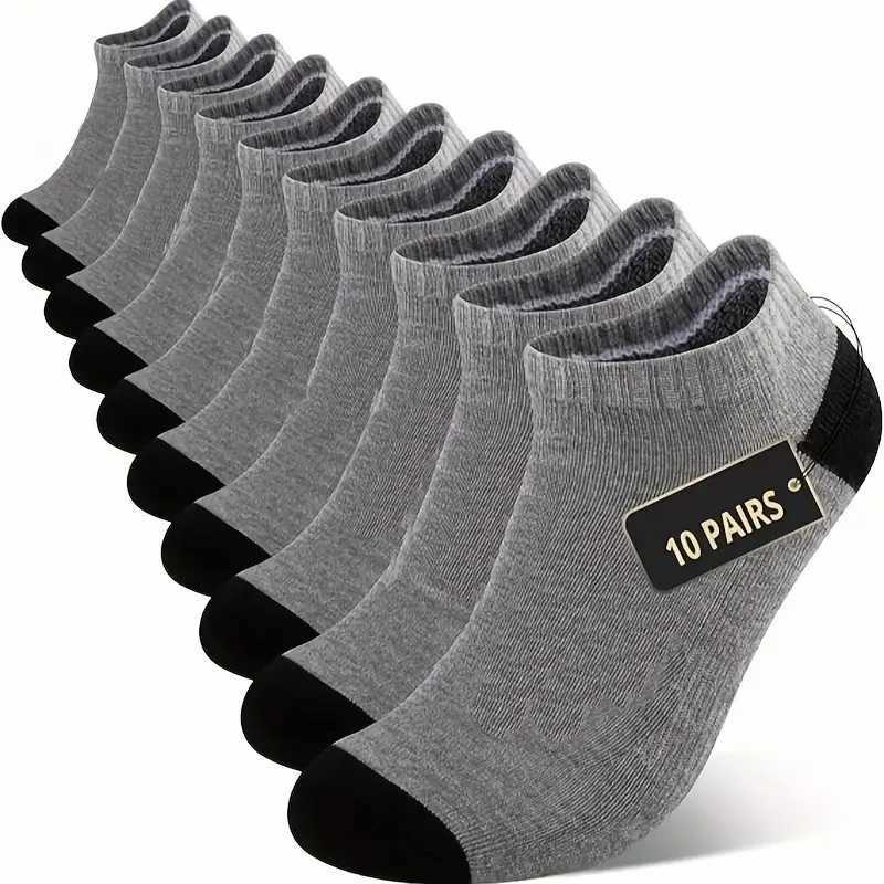 10 Pairs Neutral Solid Color Breathable Short Socks Summer Lightweight Odor Proof Sweat Absorbing Couple Sports Leisure Socks D250911