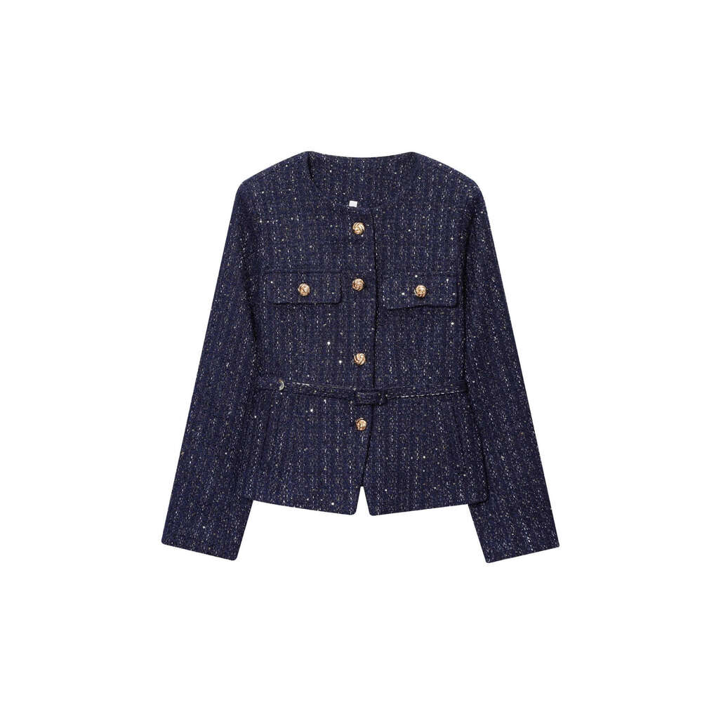 DHEssentials Fashionable and Elegant French Little Chanel Style Socialite High-end Coarse Wool Sequin Jacket