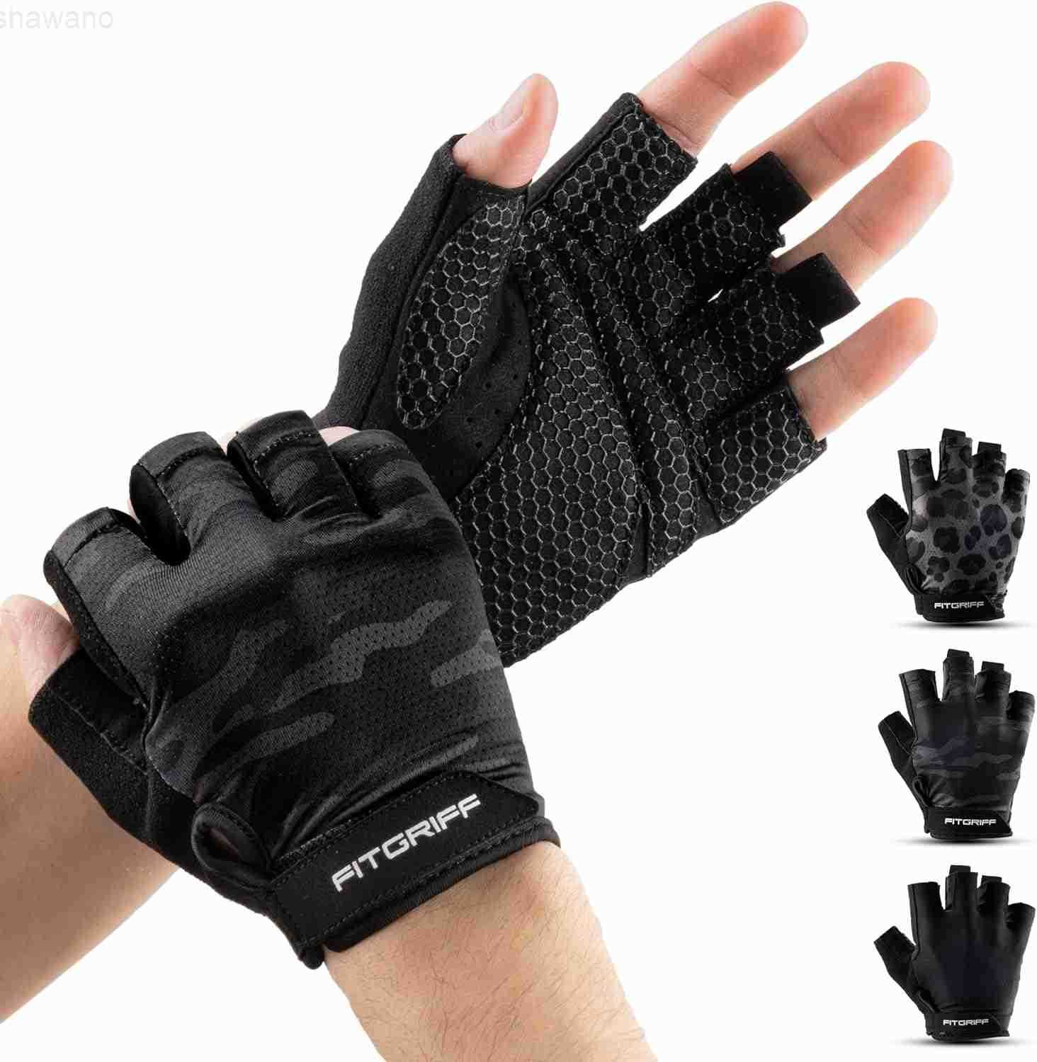 Workout Gloves Padded for Men Women Fingerless Gym Gloves for Weight Lifting Training Full Palm ProtectionW250911