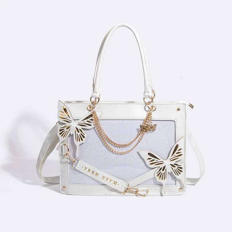 Sweet Y2k Lolita Butterfly Chain Shoulder Bags Trendy Gothic Haruku Ita Bag Japanese Chic Women Transparent Handbags Crossbody