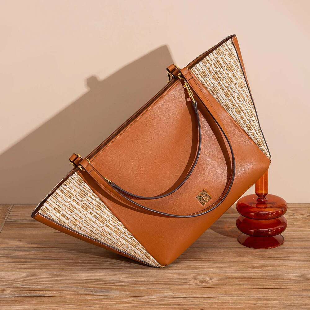 Women's Shoulder 2025 Autumn Splicing Handbag Simple Large Capacity Shopping Bag