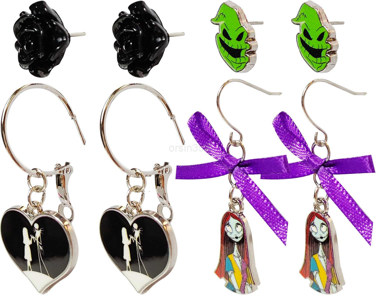 The Nightmare Before Christmas Jewelry Hypoallergenic Earrings for Girls Stud Earrings Fishhook Earring Sets with Charms One Size Fits All Gifts Age 4