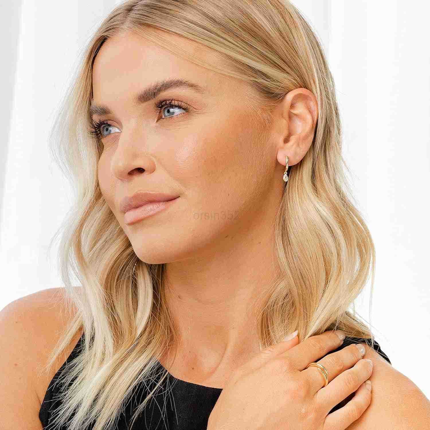 14K Gold Plated S925 Sterling Silver Post Lightweight DropDangle Huggie Earrings for Women Religious Ornament Cross Evil Eye Clover Celtic Dainty Earr