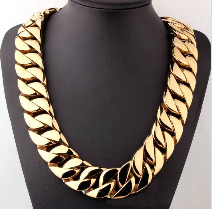 High Quality 32MM Stainless Steel Cuban Link Necklace Luxury Heavy Gold Miami Style for Mens Hip Hop Moissanite Gifts Parties