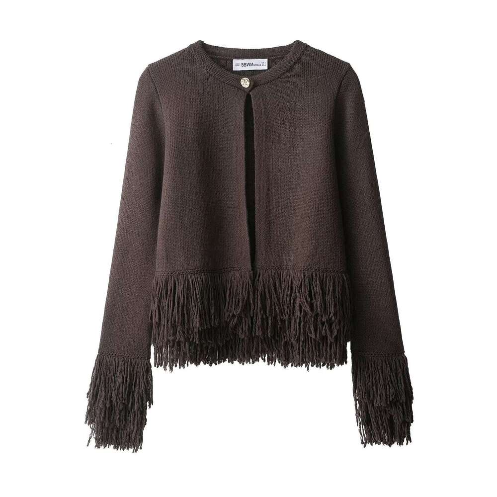 DHEssentials Women's Clothing 2025 Autumn New Small Chanel Style Design Tassel Button Knitted Jacket 6427109
