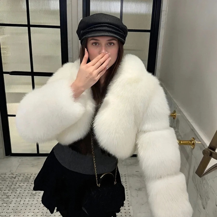 Bolero Jacket Natural Fox Fur Coat With High Collar Cropped Fur Jacket Womens Winter Jacket Selling Real Fur Jacket 250910