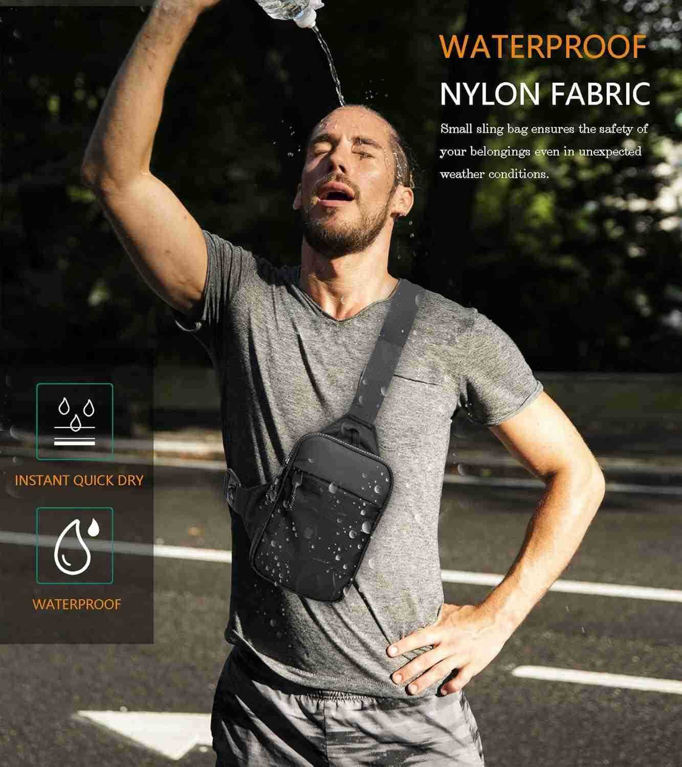Mini Sling Bag for Men Women Waterproof Utility Crossbody Backpack Chest Bag for Hiking Travel Sports RunningW250910