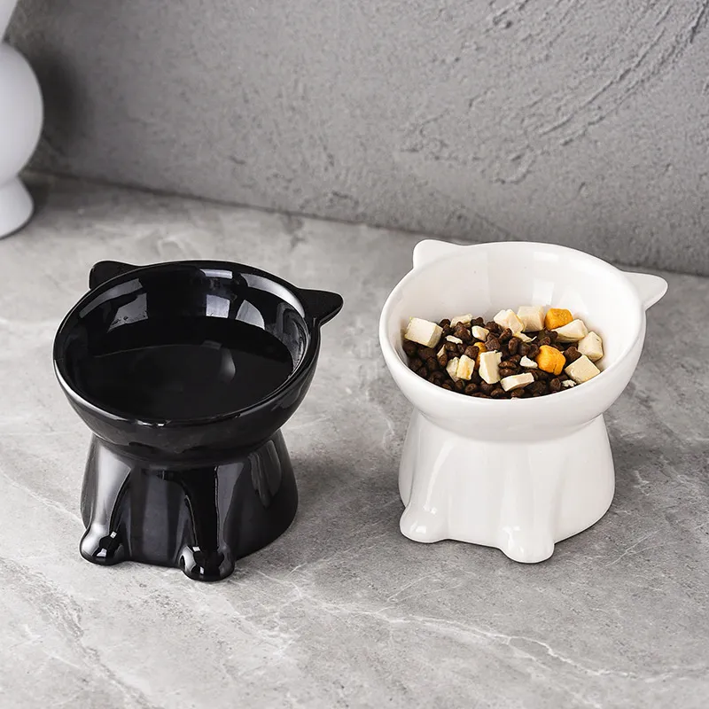 Cat Bowl Large Capacity Pet Bowl Cat Food Bowl Neck Guard Kitten Diagonal Pet Bowl