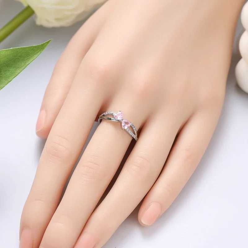 925 Sterling Silver Women Rings Forever My Love Pink Zirconium Ring Wedding Rings for Engagement Jewelry Anniversary Gift W250911