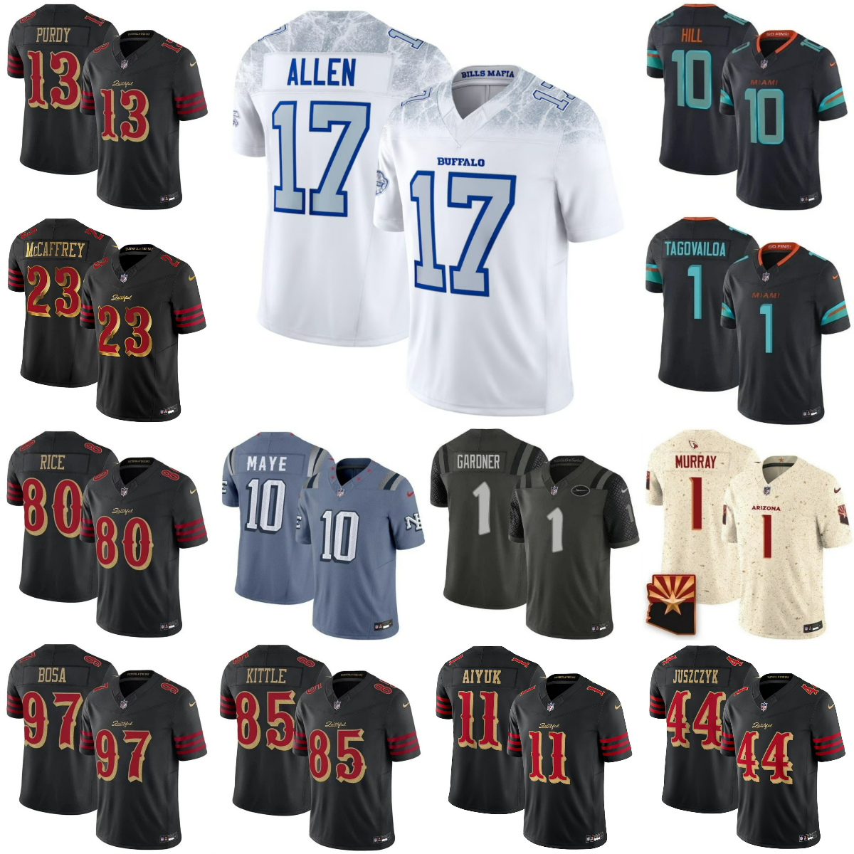 2025 Rivalries Collection Josh Allen Micah Parsons Jersey Brock Purdy Nick Bosa Christian McCaffrey George Kittle Kyler Murray Tyreek Hill Football Jerseys