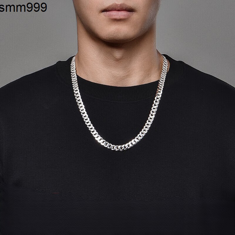 925 Silver Cuban Link Chain Necklace Mens Personality European Hip Hop Style 20inch 22inch 24inch Link Chain