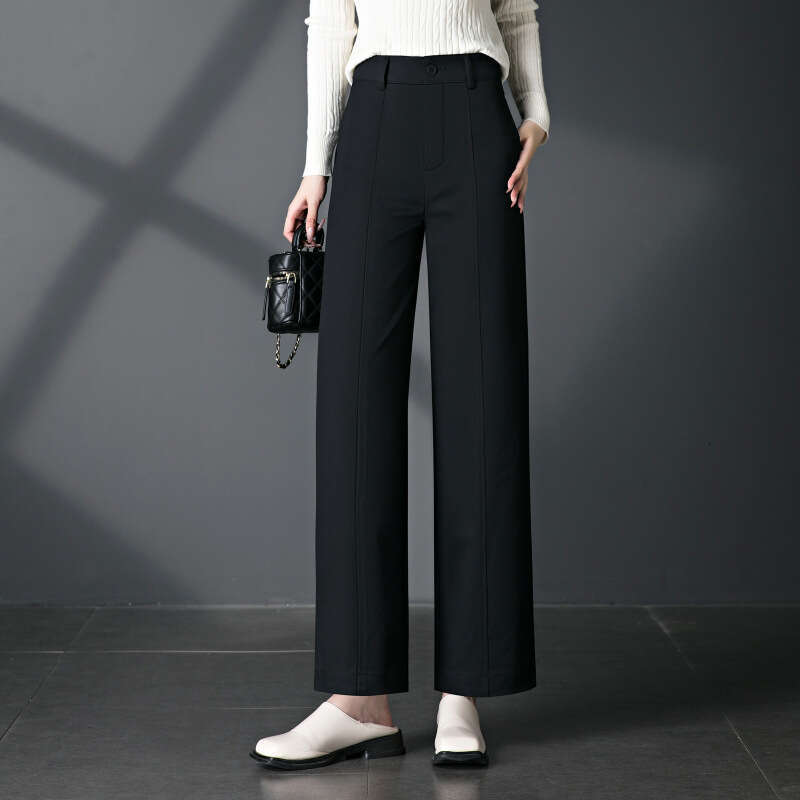 Women's Casual Pants Long Wide-Leg Women's Pants Spring and Autumn New Casual Commuting High-Waist Tummy Control Slimming Draped Narrow Vers