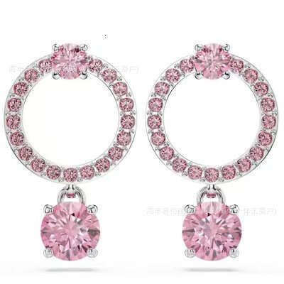 Shijia Constella Circle Round Full Dia Necklace Water Drop Earrings for Women Light High-end Exquisite Jewelry