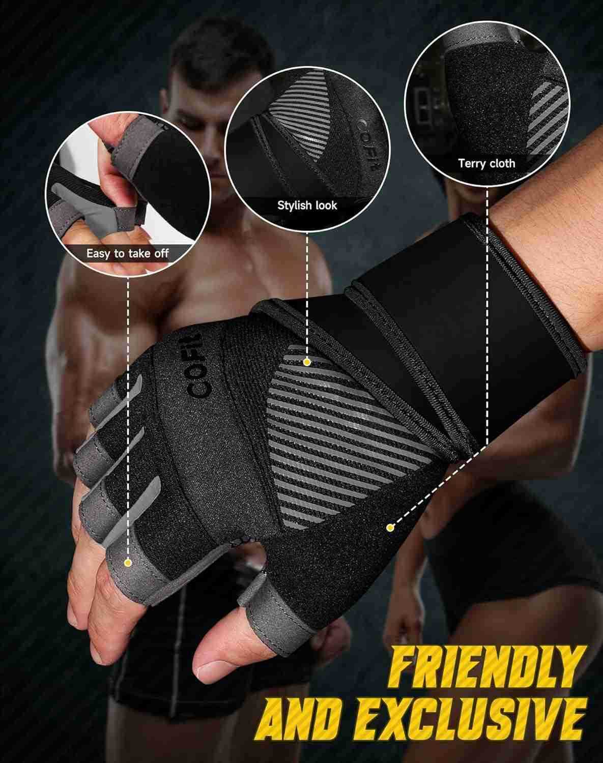 Breathable Workout Gloves Antislip Weight Lifting Gym Gloves for Men Women Superior Grip Palm Protection for Weightlifting Fitness Exercise TrainingW2