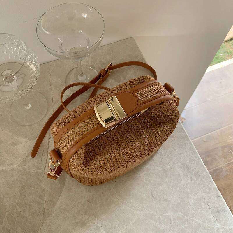 Designer Bag Fitshinling Vintage Moven Rattan Straw Shoulder Bags For Women Good Quality Fashion Summer Female Handbags Bohemian Bag