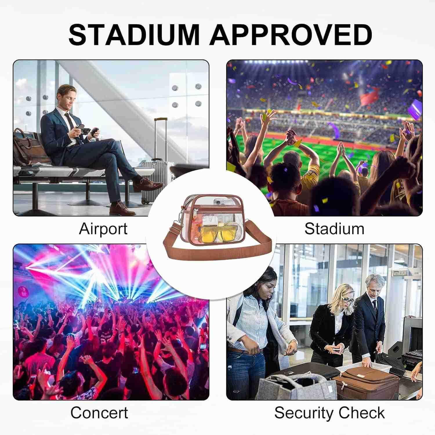 Clear Bag for Stadium Events Clear Purse for Women and Men for Sports Events Concerts FestivalsW250911
