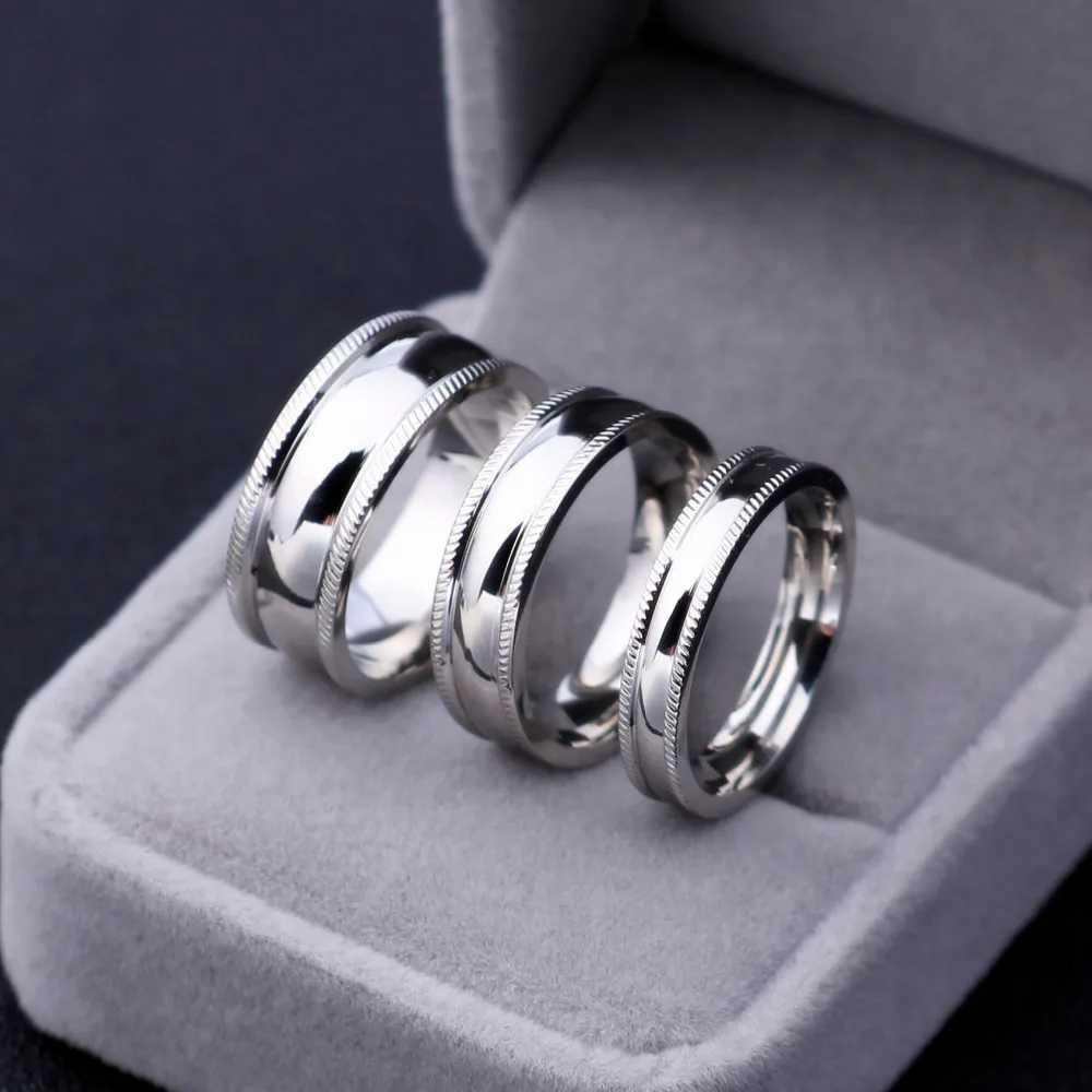 1 Piece 4mm 6mm Stainless Steel Light Polish Rings For Men and Women Lovers Personalized Engraved Ring W250911