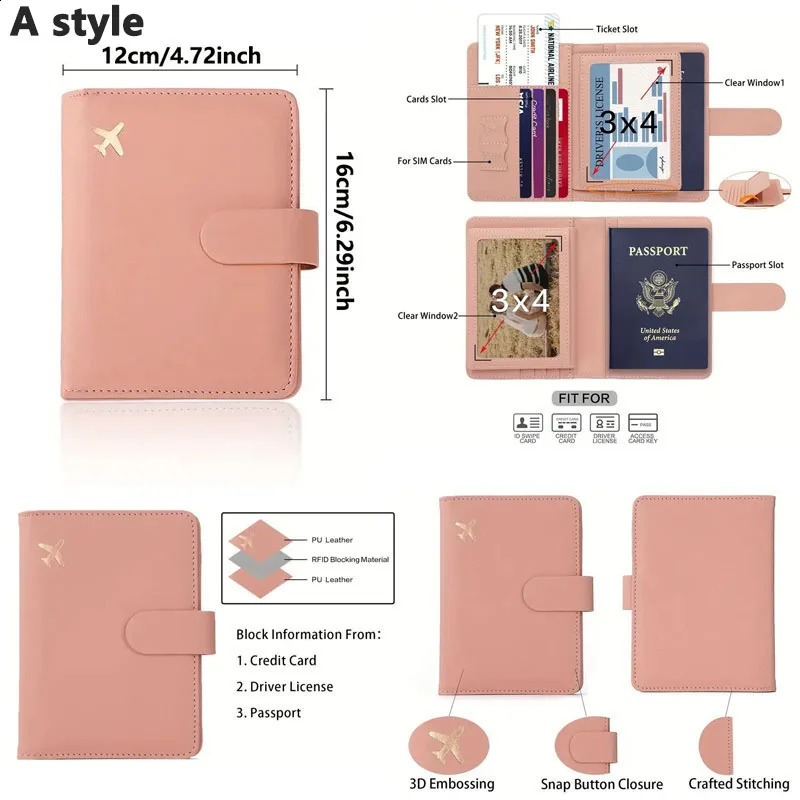 Leather Passport Holder Covers Case Waterproof Travel Credit Card Wallet Cute Passport Book for WomenMen Buckle Passport Cover250906
