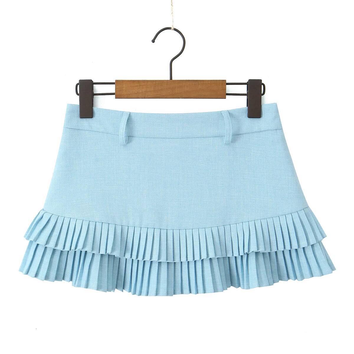 Black Mini Vintage Clothes Kawaii Women Haruku Cute Short Skirts For Woman Preppy Style Mirco Skirt Pleated Blue dongdumaoyi