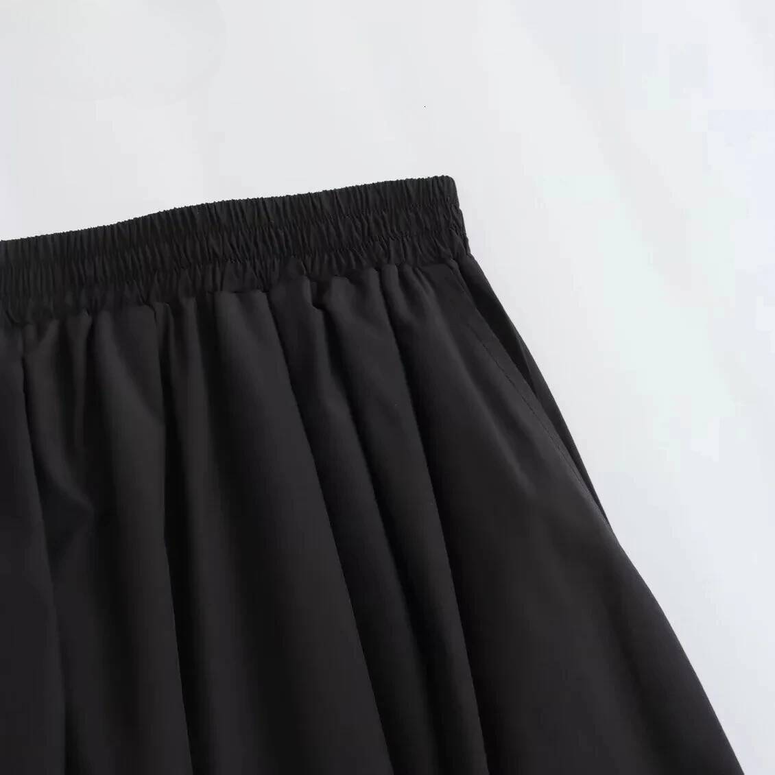 Mooyufon Women's Fashion Spring New Black Wide Pleated Swing Vintage Chic Female High Waist Elegant A-line Long Skirt Mujer dongdumaoyi