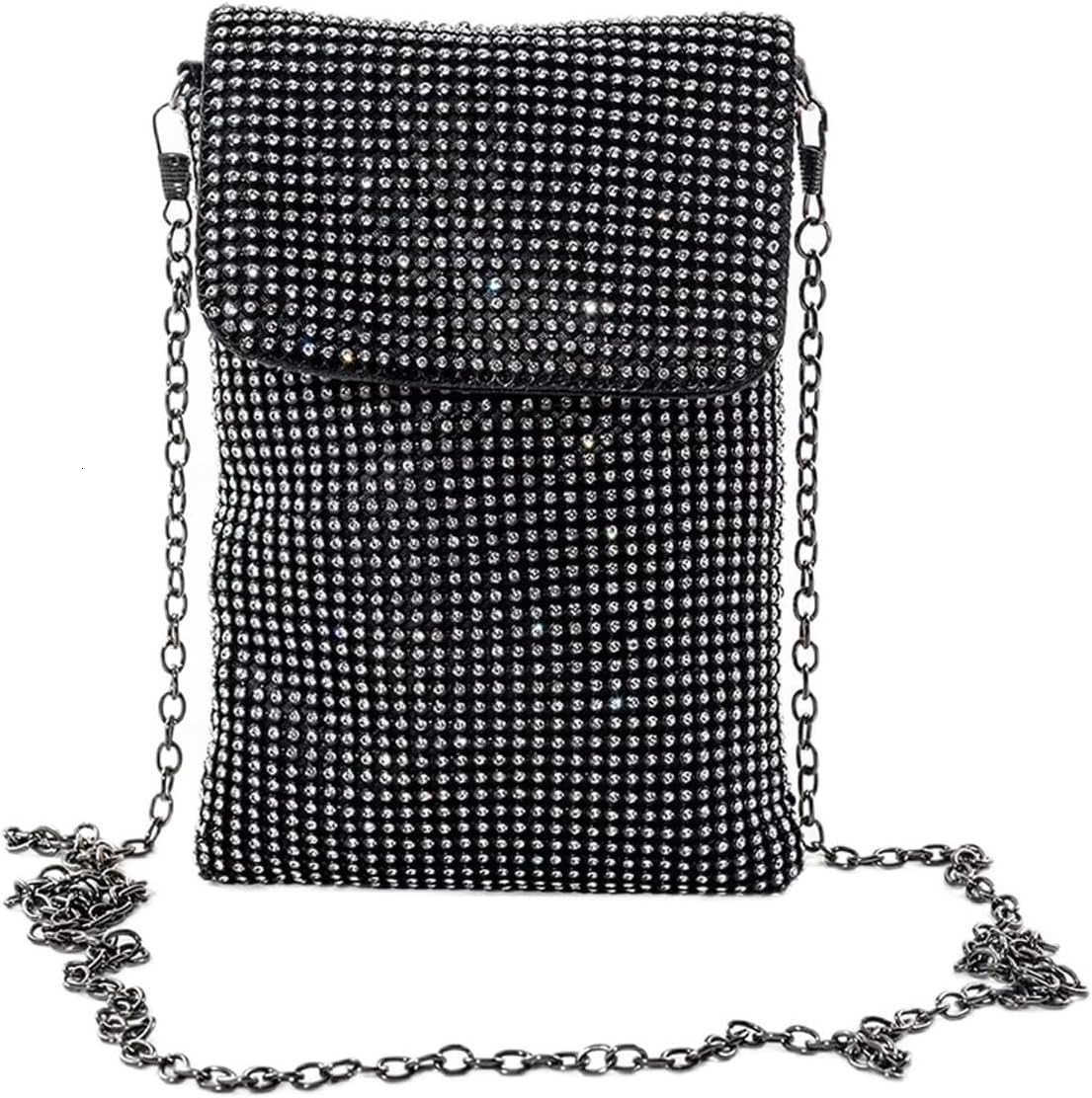 Womens Crossbody Evening Bag Glitter Rhinestone Purse Sparkly Small HandbagW250911